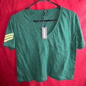 Monrow Green Army Arrows Crop Top V-Neck Shirt